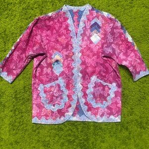 Handmade Vibrant Pink and Blue Quilted Reversible Jacket
